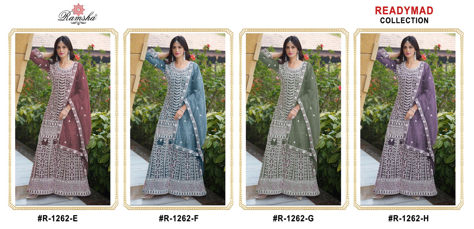 R 1262 Nx E To H By Ramsha Shimmar Pakistani Readymade Suits Orders In India